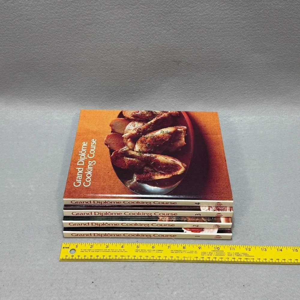 Vintage 1972 Grand Diplôme Cooking Course Vols 1-4 HC Cookbook Gourmet Recipes